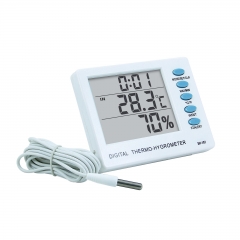 SH-107 Digital Electronic Thermometer Hygrometer External Metal Probe Dual Indoor/Outdoor Temperature Measurement Built-In Clock Home