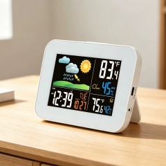 Smart Wireless for SH-007 Large-Display Color Weather Station with Temperature Humidity Monitoring USB Charging