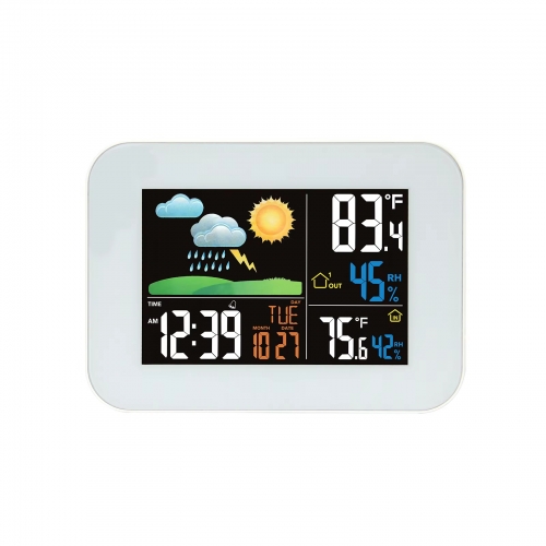 Smart Wireless for SH-007 Large-Display Color Weather Station with Temperature Humidity Monitoring USB Charging