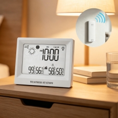 SH-8082B Wireless Color-Display Weather Station SH-8082B Radio-Controlled Clock Indoor/Outdoor Thermometer Hygrometer Moon Phase Weather