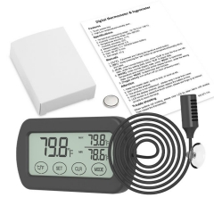 DTH-115L Touchscreen Reptile Thermometer Hygrometer - 1.5m Probe Max/Min Alarm for Terrarium/Aquarium