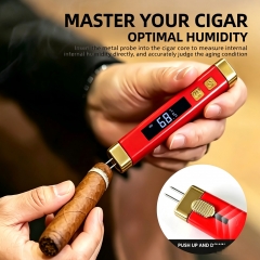 CX-3100 Newest ABS Cigar Hygrometer Probe-Type Dedicated Internal Humidity Meter LCD Display 10cm Measurement Depth 3-Year Warranty Cigar