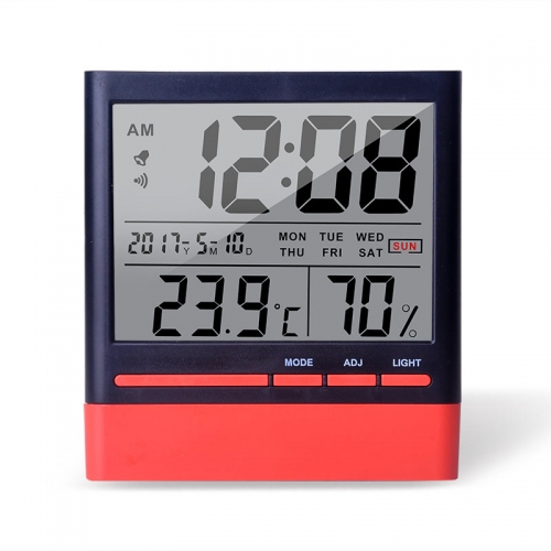 CX-318S Portable Mini Indoor LCD Digital Wall Hygrometer Clock Durable Plastic Battery-Powered Home Temperature Monitor