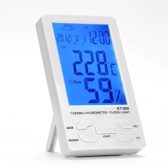 DD-KT-908 Digital LCD Thermometer Hygrometer Electronic Temperature Humidity Meter With Alarm Clock And Calendar for Indoor Outdoor