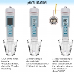 PH116 4 in 1 PH/EC/TDS/temperature Testing Pen Acidity Alkalinity Hardness Conductivity Water Quality Testing Pen