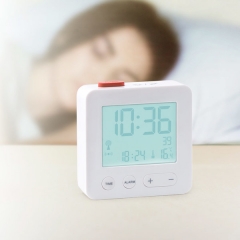 WX1923 Digital Alarm Clock Radio Clocks LCD Electronic Time Thermometer Temperature Meter Snooze Calendar Desktop Smart Alarm Clock