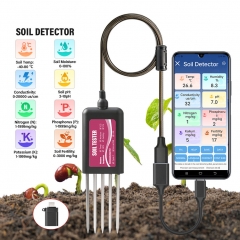 THE01999P 8-in-1 Smart Soil Tester IP68 Waterproof Soil Sensor with APP Monitoring for Moisture Temperature pH EC NPK Fertility Analyzer