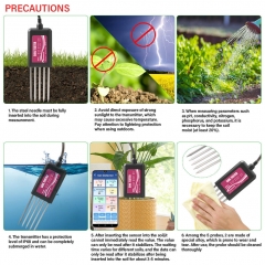 THE01999P 8-in-1 Smart Soil Tester IP68 Waterproof Soil Sensor with APP Monitoring for Moisture Temperature pH EC NPK Fertility Analyzer