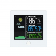 SH-079 Wireless Weather Station Color Display Temperature Humidity Monitor Perpetual Calendar Weather Forecast Alarm Clock