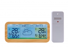 SH-9101C Digital Wireless Big Colorful LCD Thermometer Hygrometer with Weather Station LED Back Light ABS Material OEM/ODM Support