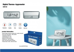 SH-9102B Digital Clock with Thermometer and Hygrometer and Date Display for Indoor Use in Office and Living Room