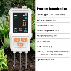SGS18 10 in 1 Soil Tester NPK PH EC Moisture Fertility Light Temp Humidity Detector Digital Soil Meter for Agricultural Planting