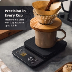 SC-006 2000g/0.1g Digital Coffee Scale with Timer Accurate Waterproof & Heat-Resistant Cover, for Pour-Over, Espresso