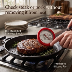 ZLB-052F Stainless Steel Bimetal Meat Thermometer | 2 Inch Dial | 304 Grade Silicone Rim | CE Certified | for Kitchen Grill Smoker Use