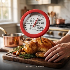 ZLB-052F Stainless Steel Bimetal Meat Thermometer | 2 Inch Dial | 304 Grade Silicone Rim | CE Certified | for Kitchen Grill Smoker Use