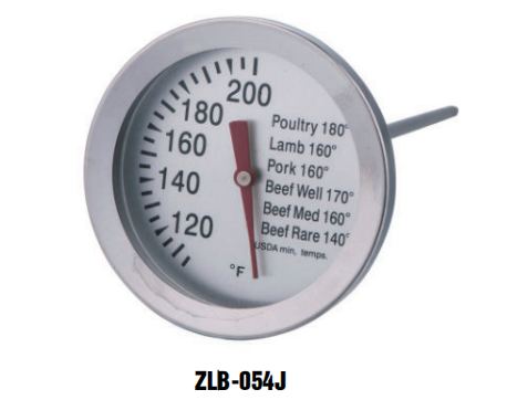 ZLB-054J 120~200℉ Poultry/Lamb/pork/beef well/wed/rare meat Stainless Steel Bimetal BBQ Thermometer