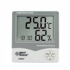 AS807 Humidity Monitor Temperature Clock Alarm Digital Hygrometer