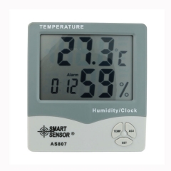 AS807 Humidity Monitor Temperature Clock Alarm Digital Hygrometer