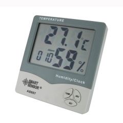 AS807 Humidity Monitor Temperature Clock Alarm Digital Hygrometer