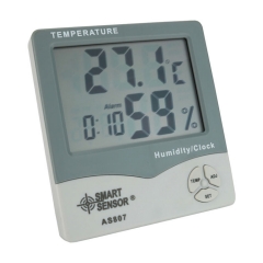 AS807 Humidity Monitor Temperature Clock Alarm Digital Hygrometer