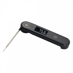CH-118 Instant Read Digital Meat Thermometer Black Folding Probe Backlit LCD 0.6s Response for Home Kitchen Cooking