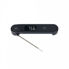CH-118 Instant Read Digital Meat Thermometer Black Folding Probe Backlit LCD 0.6s Response for Home Kitchen Cooking