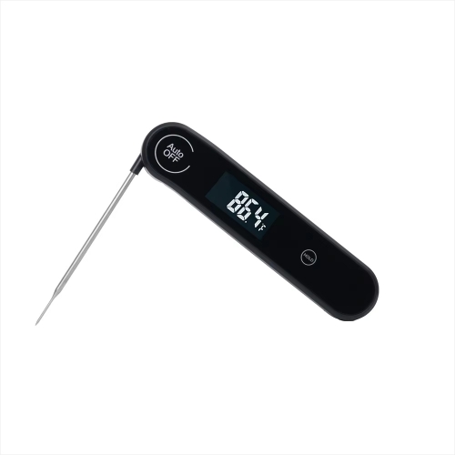 CH-118 Instant Read Digital Meat Thermometer Black Folding Probe Backlit LCD 0.6s Response for Home Kitchen Cooking