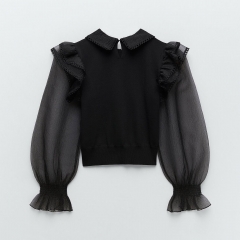 CONTRAST ORGANZA SWEATER