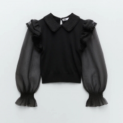 CONTRAST ORGANZA SWEATER