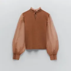 CONTRAST ORGANZA SWEATER
