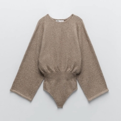 KNIT BODYSUIT WITH LOOSE-FITTING SLEEVES