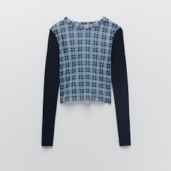 CHECKS KNIT TOP