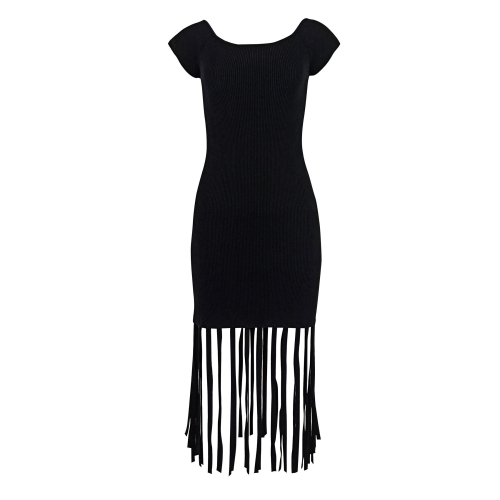 KNIT DRESS WITH FRINGING