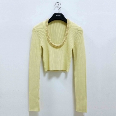 KNIT TOP WITH FAUX PEARLS