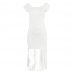 KNIT DRESS WITH FRINGING