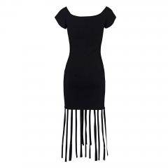 KNIT DRESS WITH FRINGING