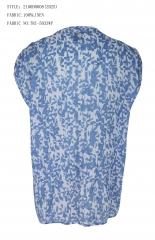 LADIES LINEN PRINT PLEATED TOP