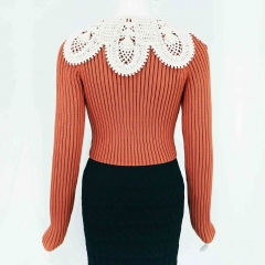 RIBBED TOP WITH CONTRAST COLLAR