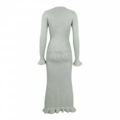 RIBBED KNIT DRESS WITH RUFFLES