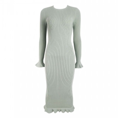 RIBBED KNIT DRESS WITH RUFFLES