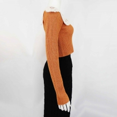 RIBBED TOP WITH CONTRAST COLLAR
