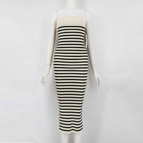 STRIP KNIT DRESS