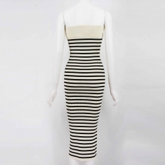 STRIP KNIT DRESS