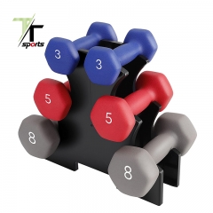 Colored Neoprene Hex Dumbbell Set with Rack Stand 7 in 1