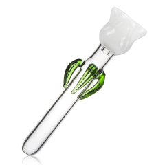 flower with green leaf 14.2cm glass pipe