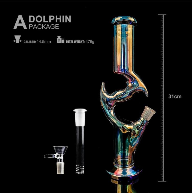 clear electroplate 31cm high glass smoking bong