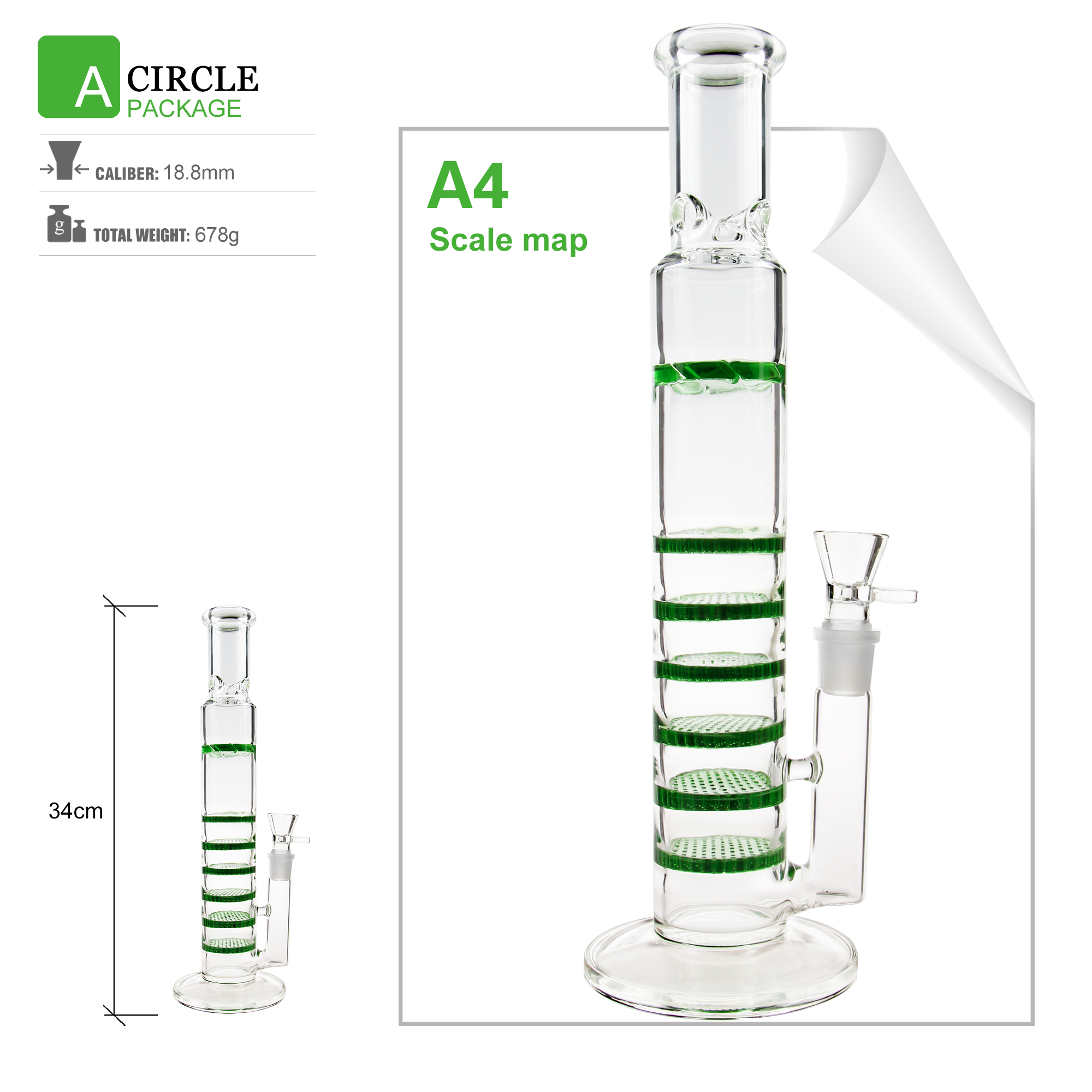 Glasfilter mit sechs Kreisen in der Rauchwasserbong