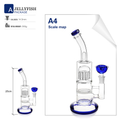 Bong aus Borosilikatglas mit blauem Kopf