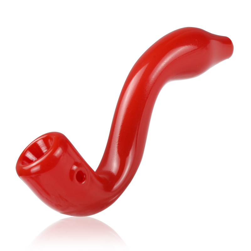 12cm length red color glass smoking pipe