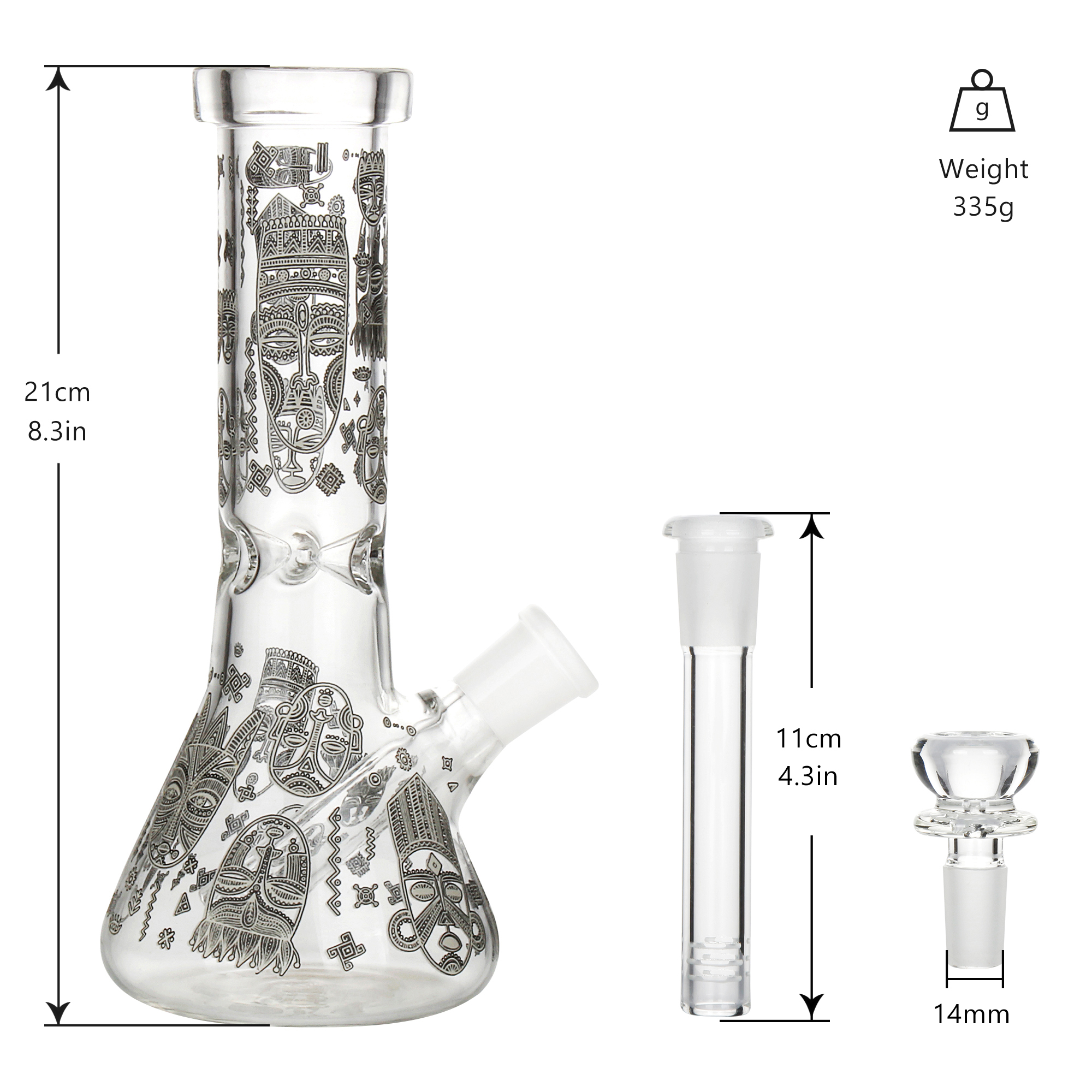 cool black decal glass water bong for wholesaler